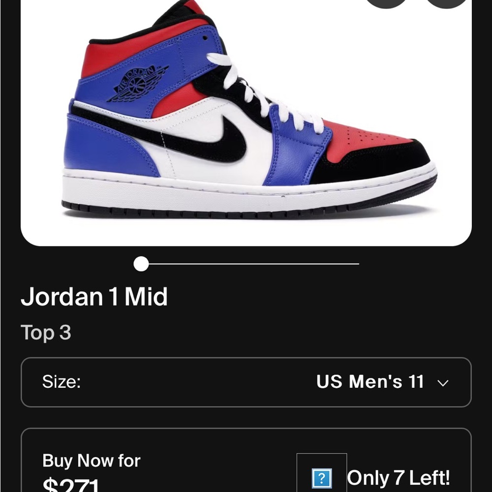 Nike Air Jordan 1 Mid Sneakers - Red, Blue, Black